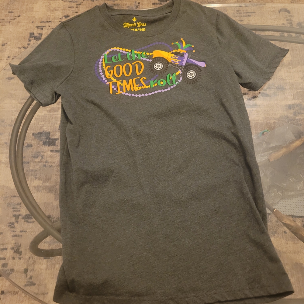 Mardi Gras Kids Gray Short Sleeve Tee